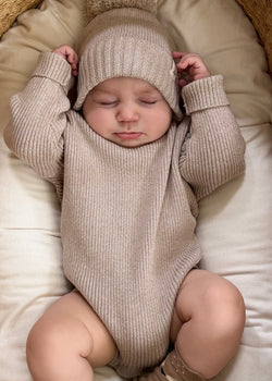 Baby Rib Bodysuit - Heather Beige