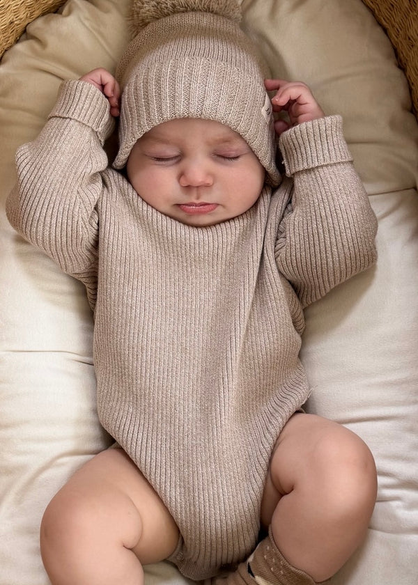 Baby Rib Bodysuit - Heather Beige