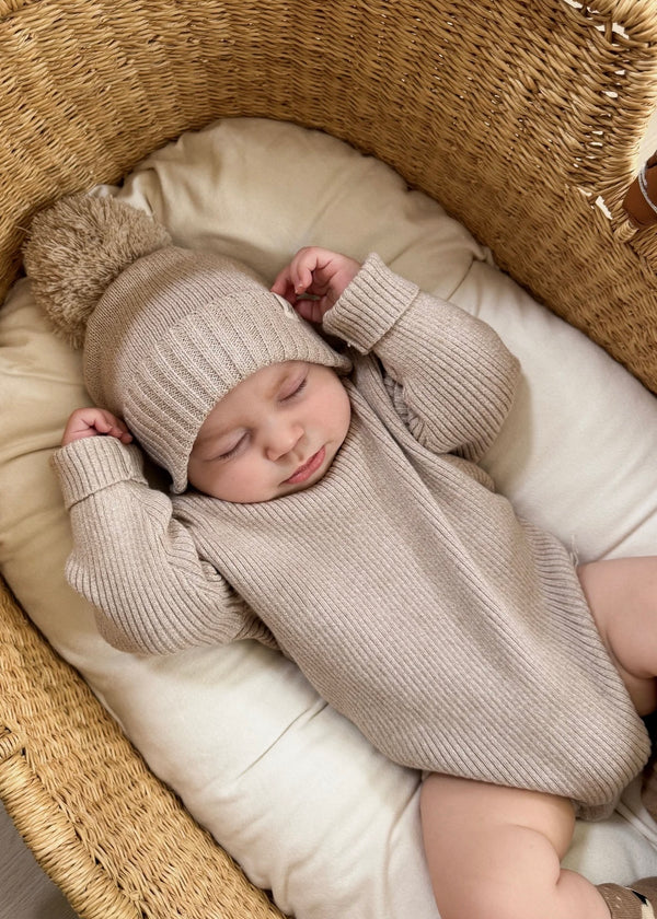 Baby Rib Bodysuit - Heather Beige