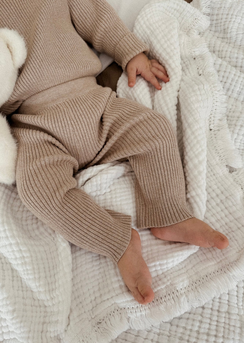 Baby Rib Leggings - Heather Beige
