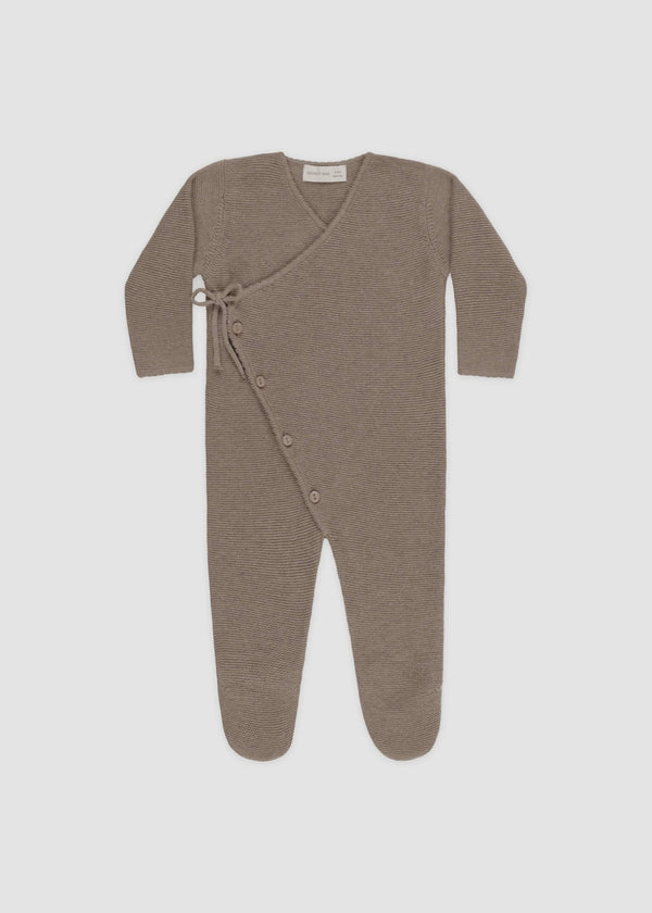 Wrap Knit Footie - Heathered Mocha