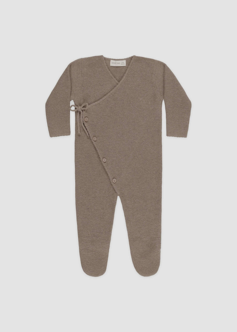 Wrap Knit Footie - Heathered Mocha