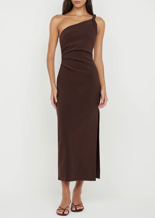 Ariven Asym Midi Dress - Dark Chocolate