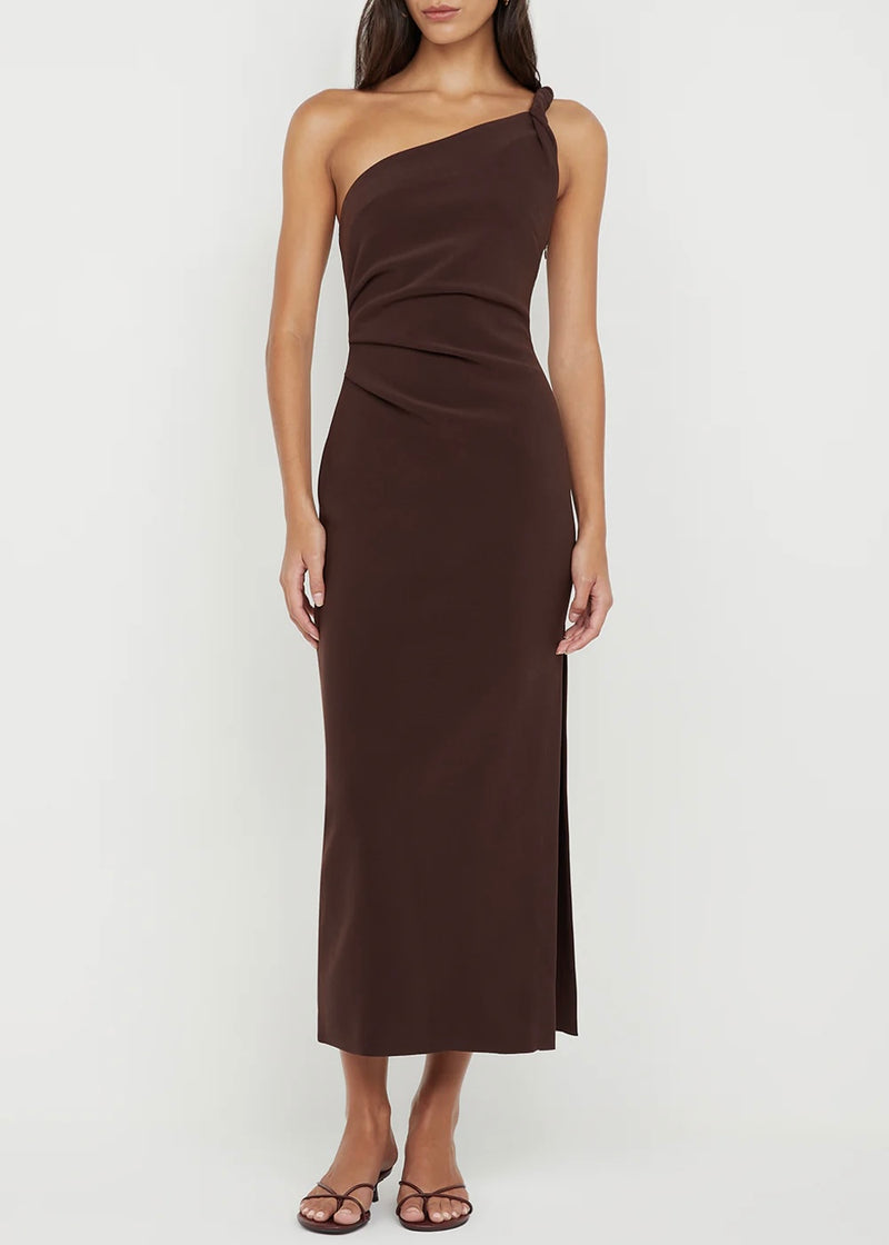 Ariven Asym Midi Dress - Dark Chocolate