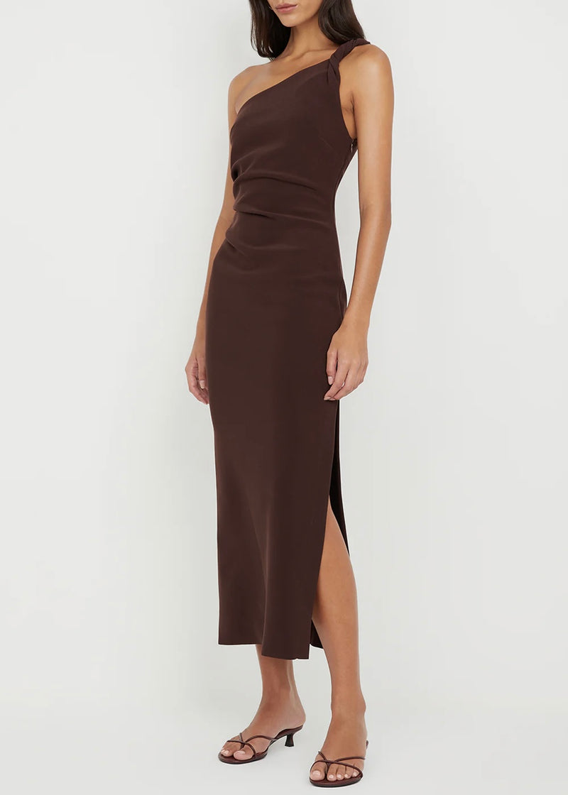 Ariven Asym Midi Dress - Dark Chocolate