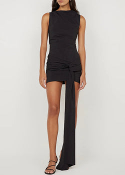 Domenic Asym Mini Dress - Black - house of lolo