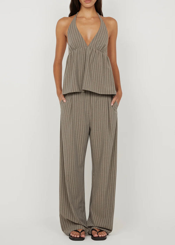 Jonni Halter Top - Charcoal Strip