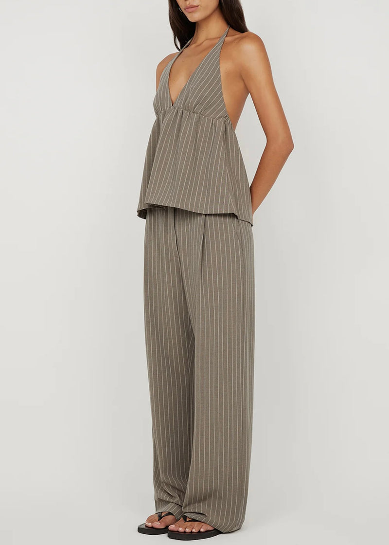 Jonni Halter Top - Charcoal Strip