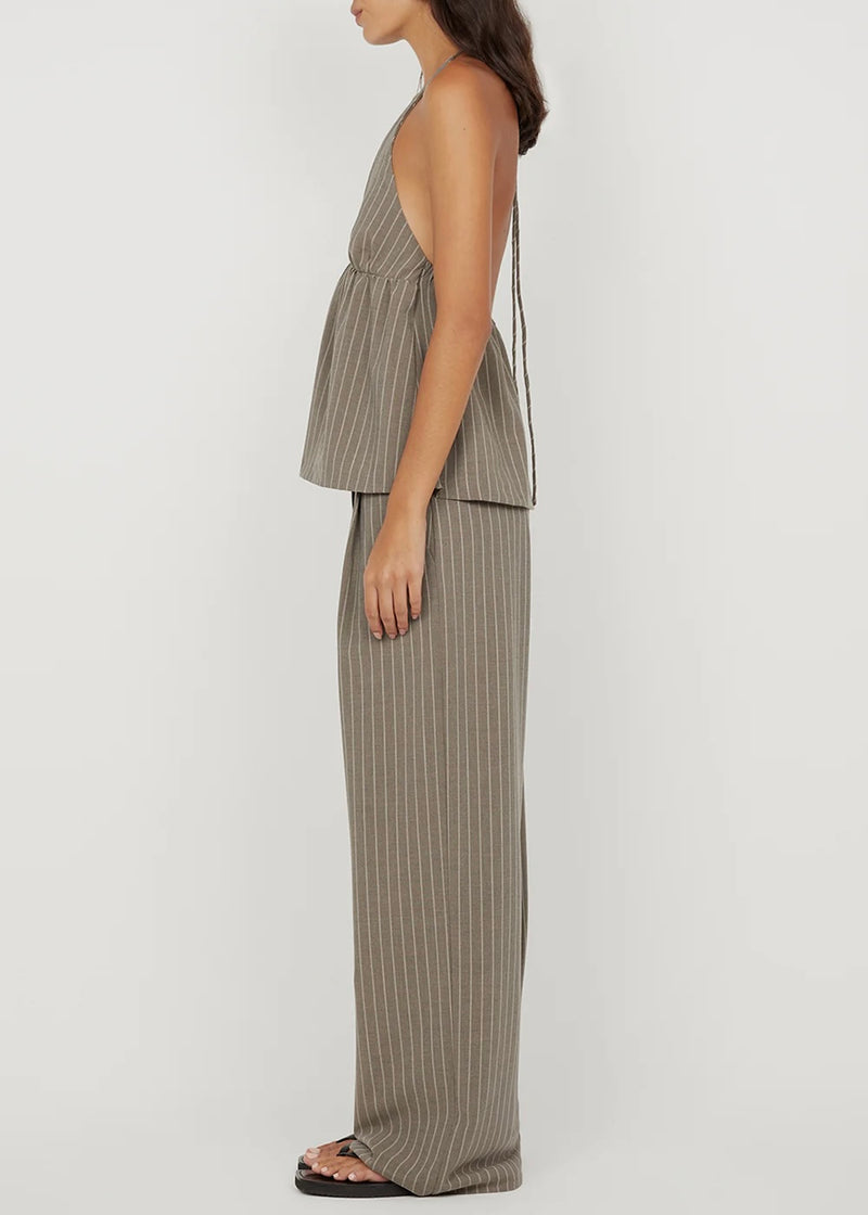 Jonni Halter Top - Charcoal Strip