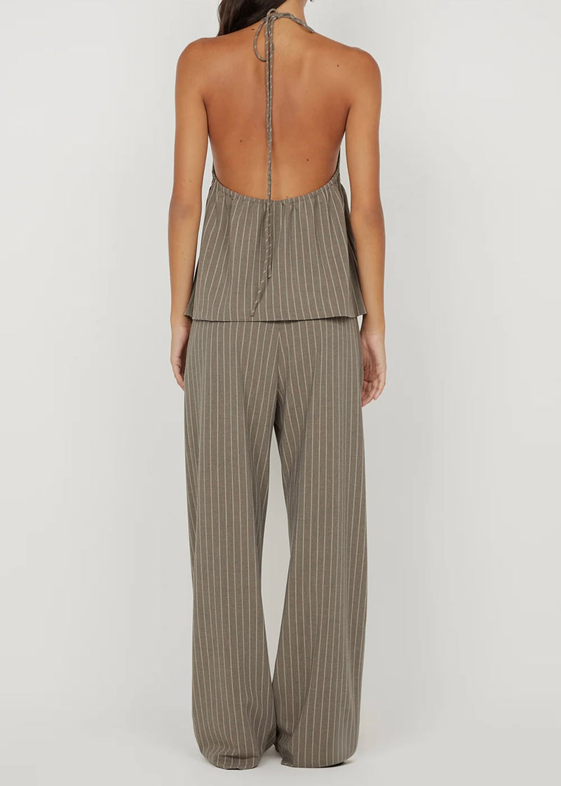 Jonni Halter Top - Charcoal Strip