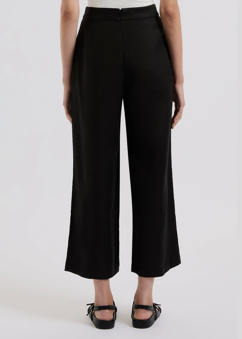 Thilda Linen Culotte - Black