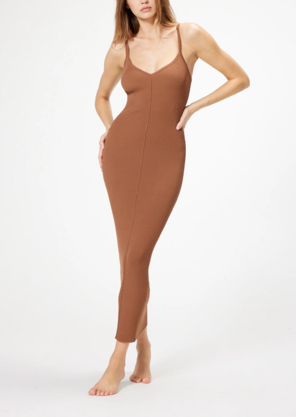 Lucie Rib Dress - Brown - house of lolo