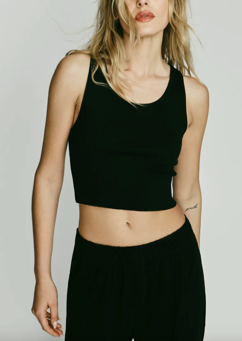 Cropped Scoop Neck Tank - Black - house of lolo