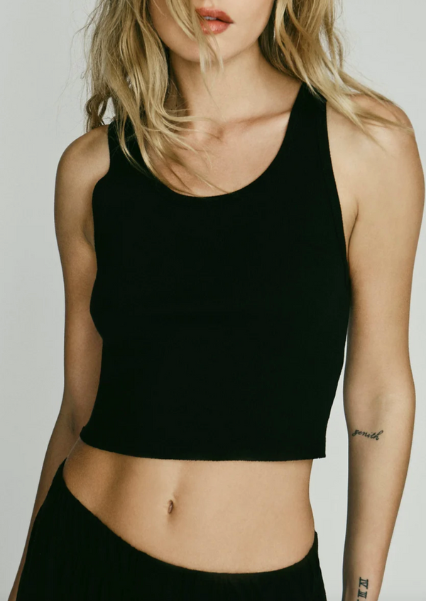 Cropped Scoop Neck Tank - Black - house of lolo