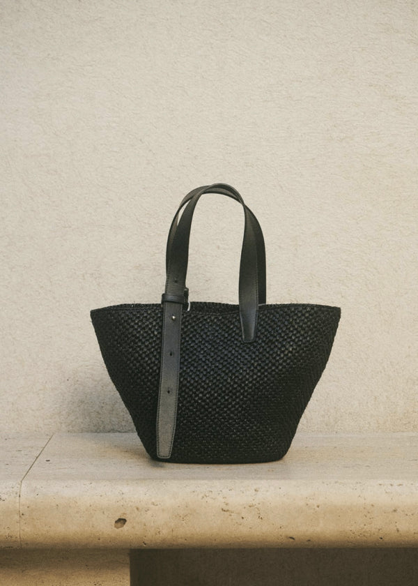 The Bianca Raffia Bag Small - Black