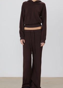 Drawstring Wide Leg Sweatpant - Espresso