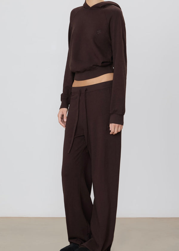Drawstring Wide Leg Sweatpant - Espresso