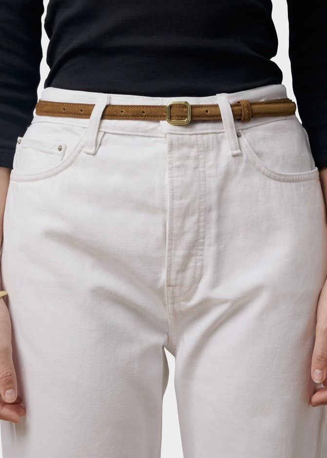 The Georgia Slim Belt - Gold/Maple Brown Suede