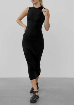 Nana Rib Midi Dress - Black M Nana Rib Midi Dress - Black M