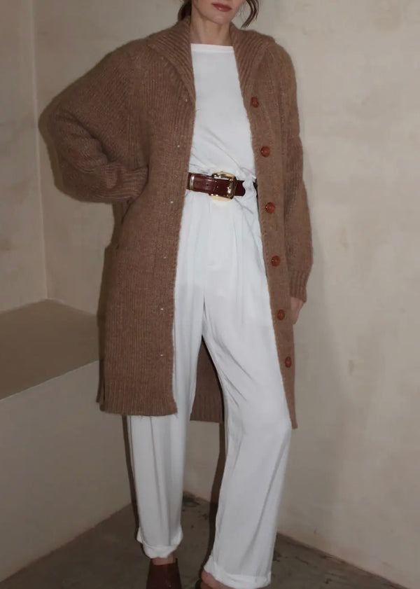 Martie Knitted Suri Alpaca Coat - Jute - house of lolo