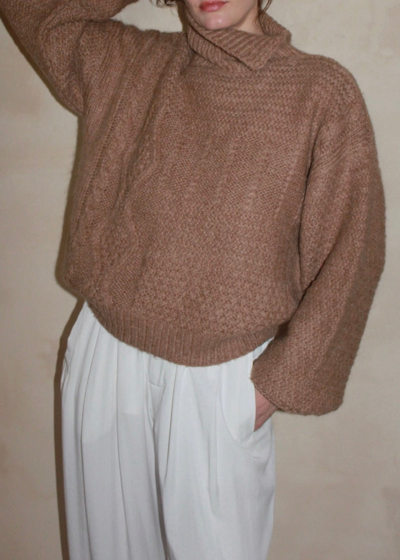 Ollie Knitted Suri Alpaca Sweater - Jute - house of lolo