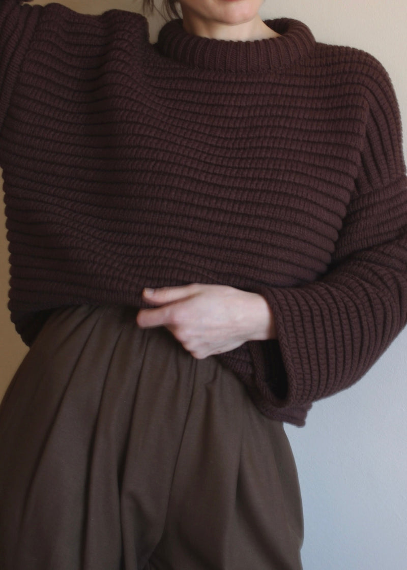 Romy Cotton Sweater - Cocoa - house of lolo