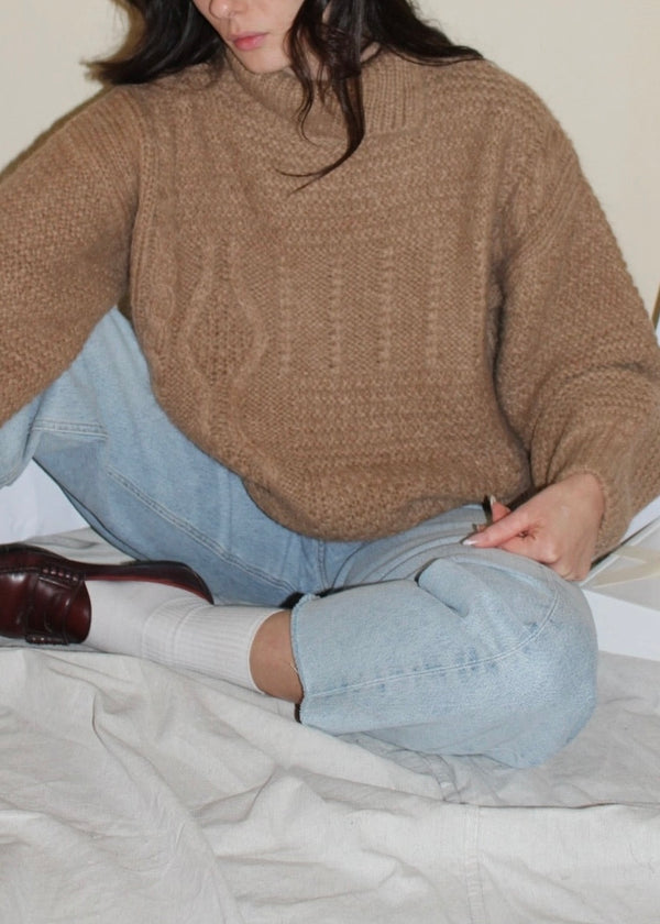 Ollie Knitted Suri Alpaca Sweater - Jute - house of lolo