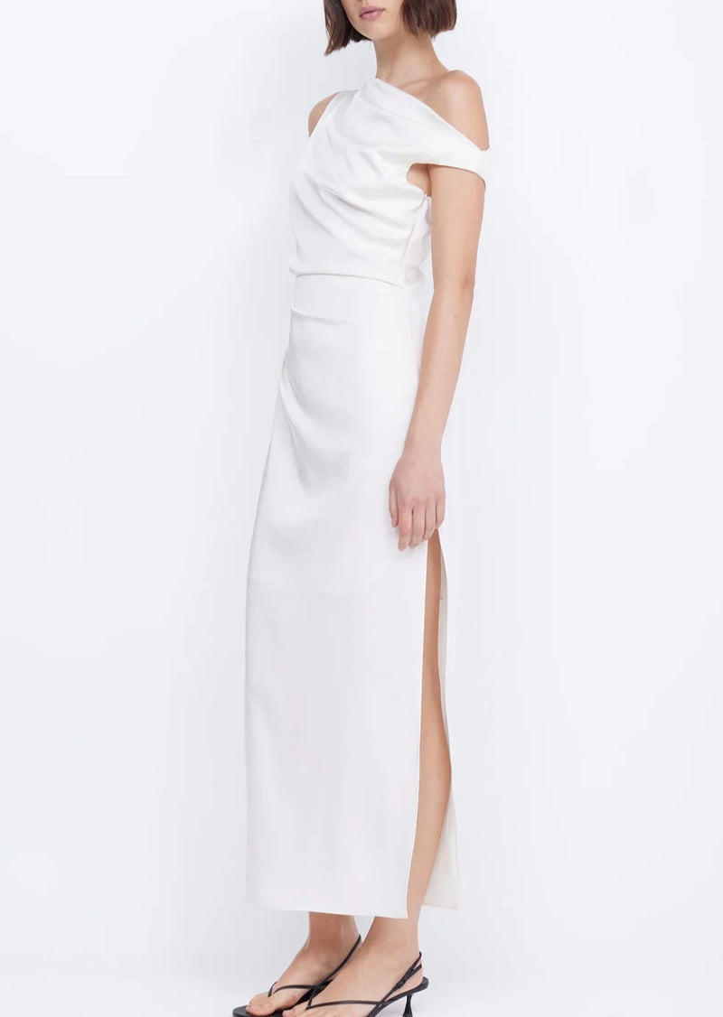 Rochelle ASYM Midi Dress - Cream - house of lolo Rochelle ASYM Midi Dress - Cream - house of lolo