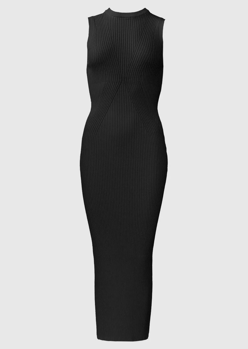 Nana Rib Midi Dress - Black - house of lolo