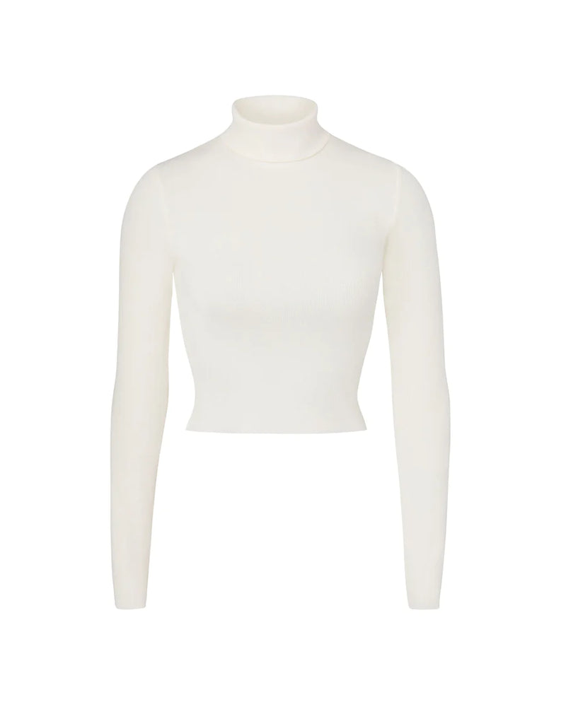 Cropped Fitted Turtleneck - Ivory - house of lolo