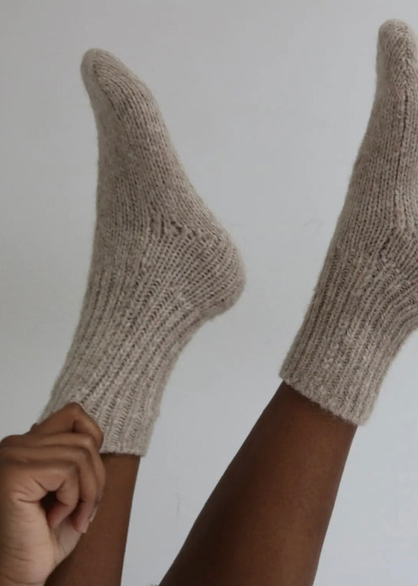 Danny Knitted Alpaca Socks - Oat - house of lolo