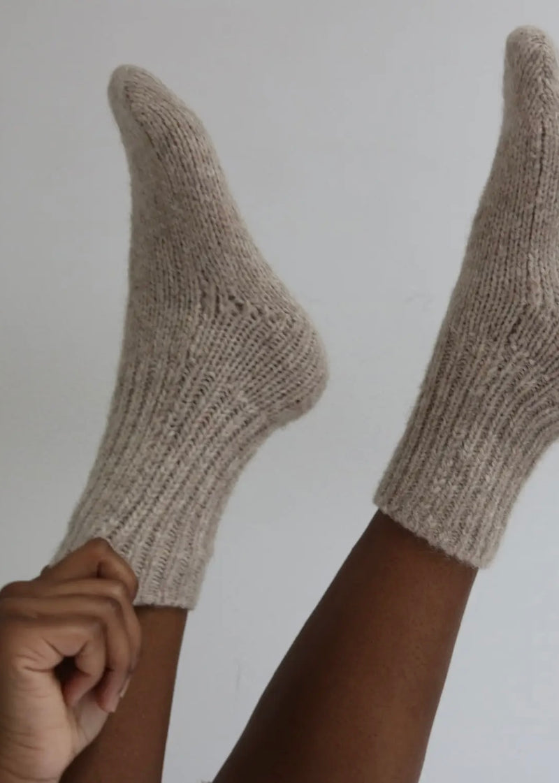 Danny Knitted Alpaca Socks - Oat - house of lolo
