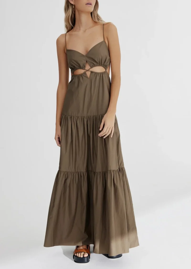 ワンピース [MARRON EDITION] Maxi Dress Addison Maxi Dress - Khaki | house of lolo