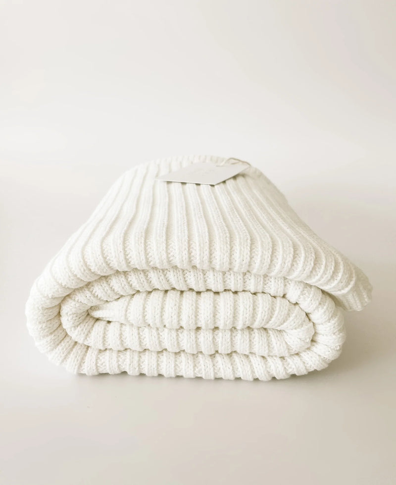 Powder Knit Ribbed Blanket - house of lolo