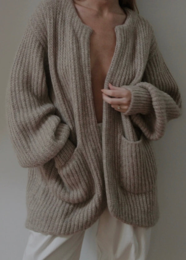 Dylan Knitted Alpaca Coat - Oat