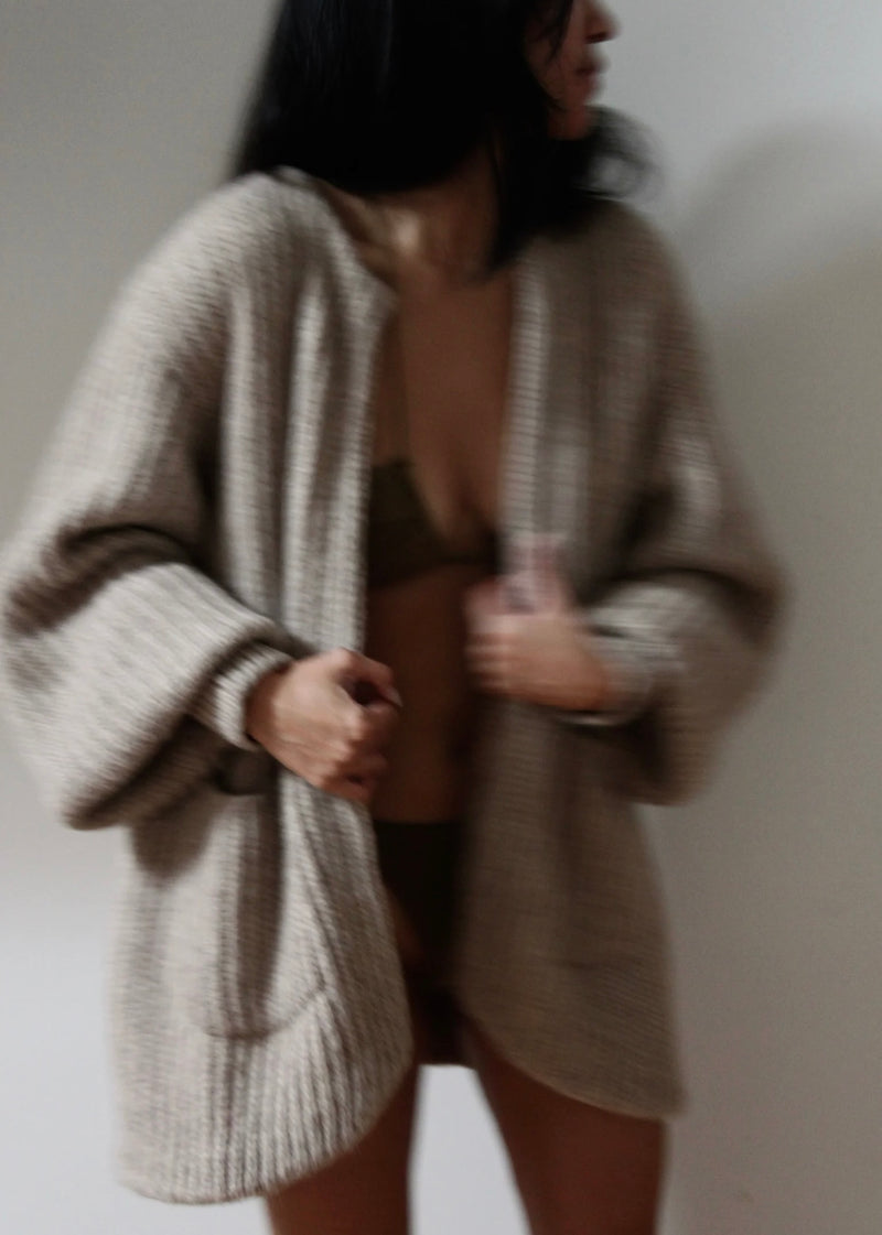 Dylan Knitted Alpaca Coat - Oat