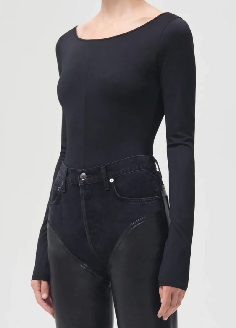 Stevie Open Neck Thong Bodysuit - Black - house of lolo