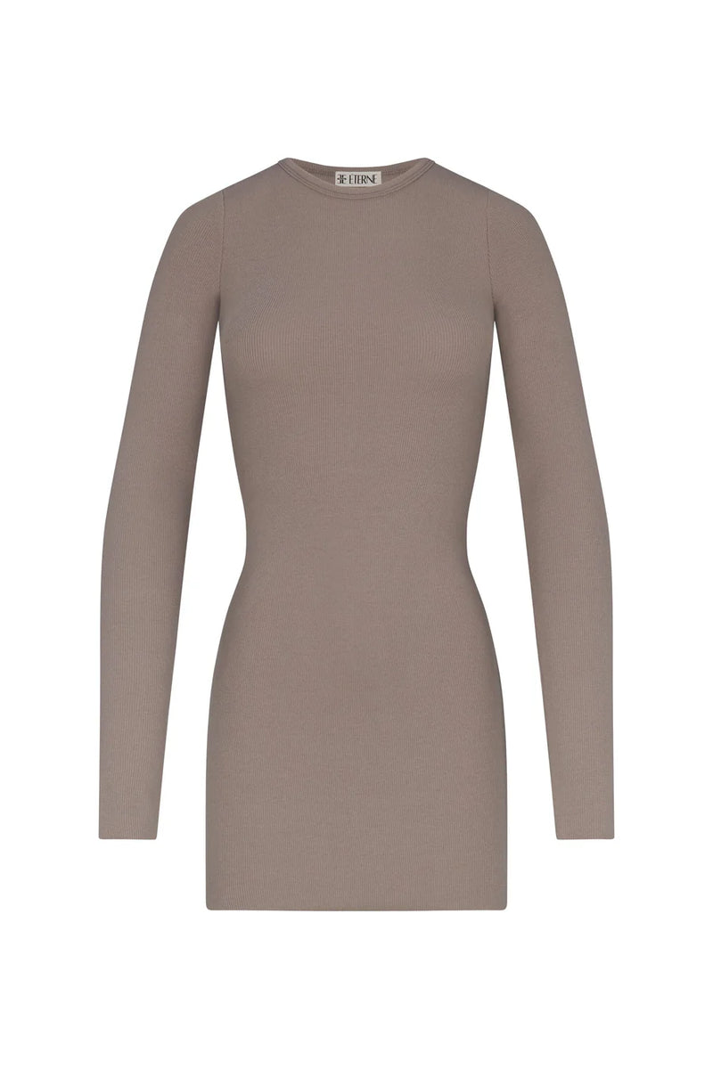 Long Sleeve Crewneck Dress Mini - Clay - house of lolo