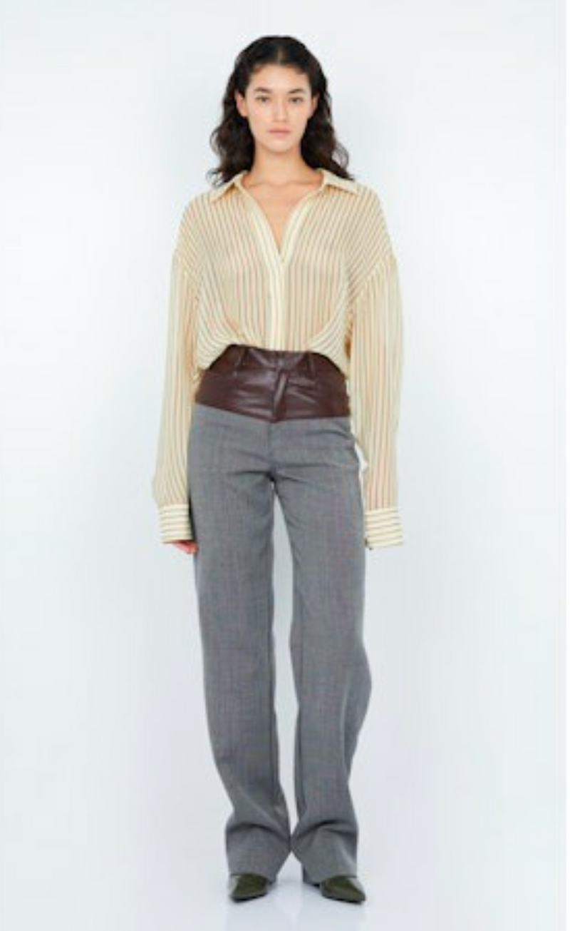 Anise Shirt - Butter/Plum Stripe - house of lolo