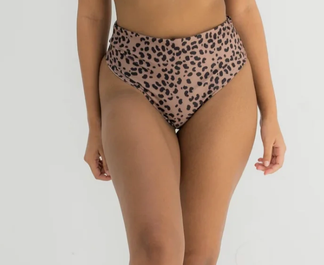 Saint High Waisted Bikini Bottom - Brown Leopard - house of lolo