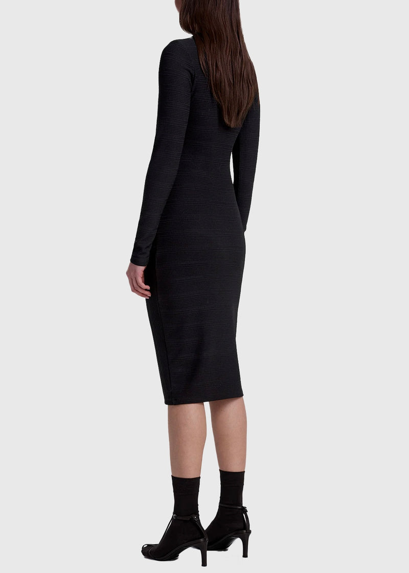 ruched knit sheath dress Ruched Knit Midi Dress in Black