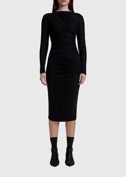 knit midi dress black Vila ribbed knit long sleeve midi dress in black