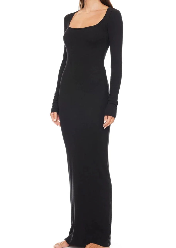 Black square clearance neck maxi dress