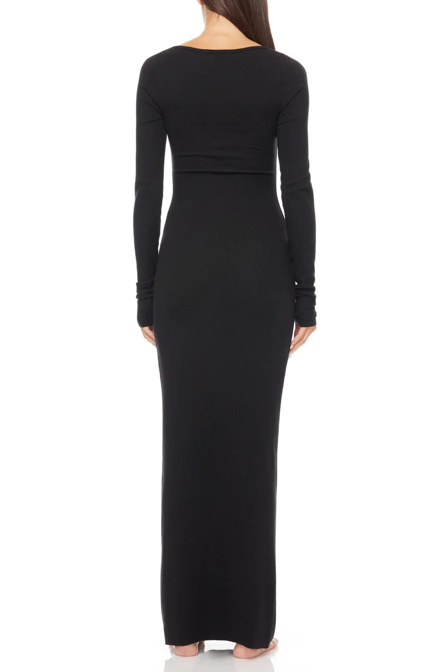 fitted lace wedding dress Square Neck Maxi Dress - Black