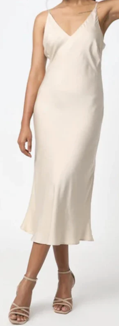 Bias Cut Slip Dress - Champagne