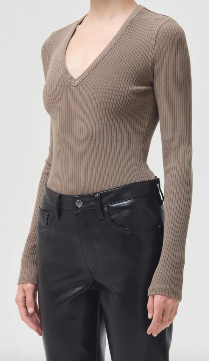 Tavi Deep V Thong Bodysuit - Biscotti - house of lolo