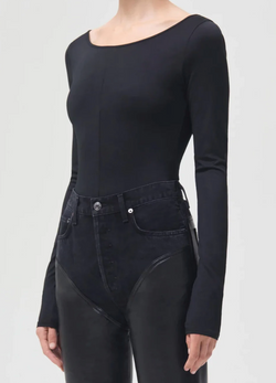 Stevie Open Neck Thong Bodysuit - Black - house of lolo