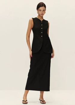 Camille Linen Skirt - Black - house of lolo