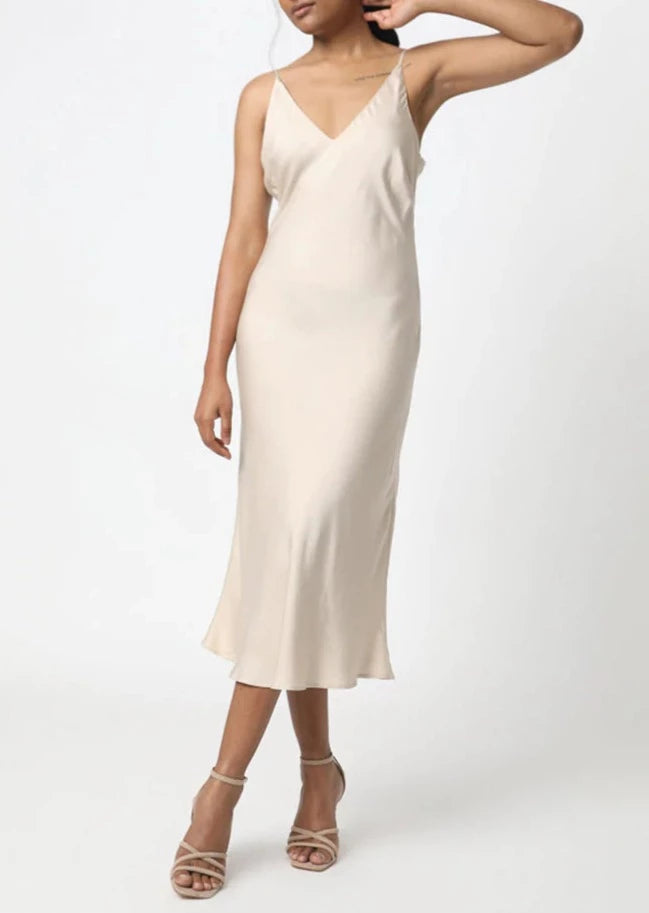 Bias Slip Dress | Dress | TENCEL Champagne / M Bias Slip Dress | Dress | TENCEL Champagne / M