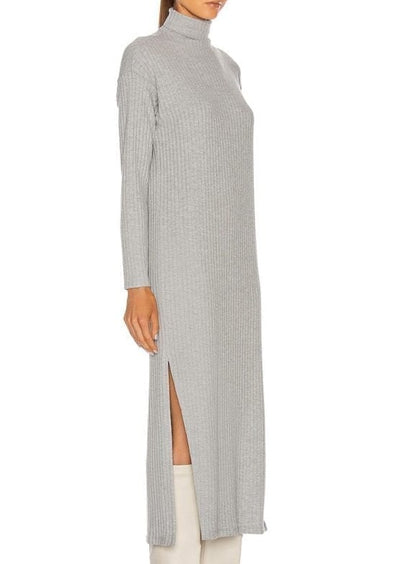 Sweater Rib Turtleneck Dress - Heather Grey Sweater Rib Turtleneck Dress - Heather Grey